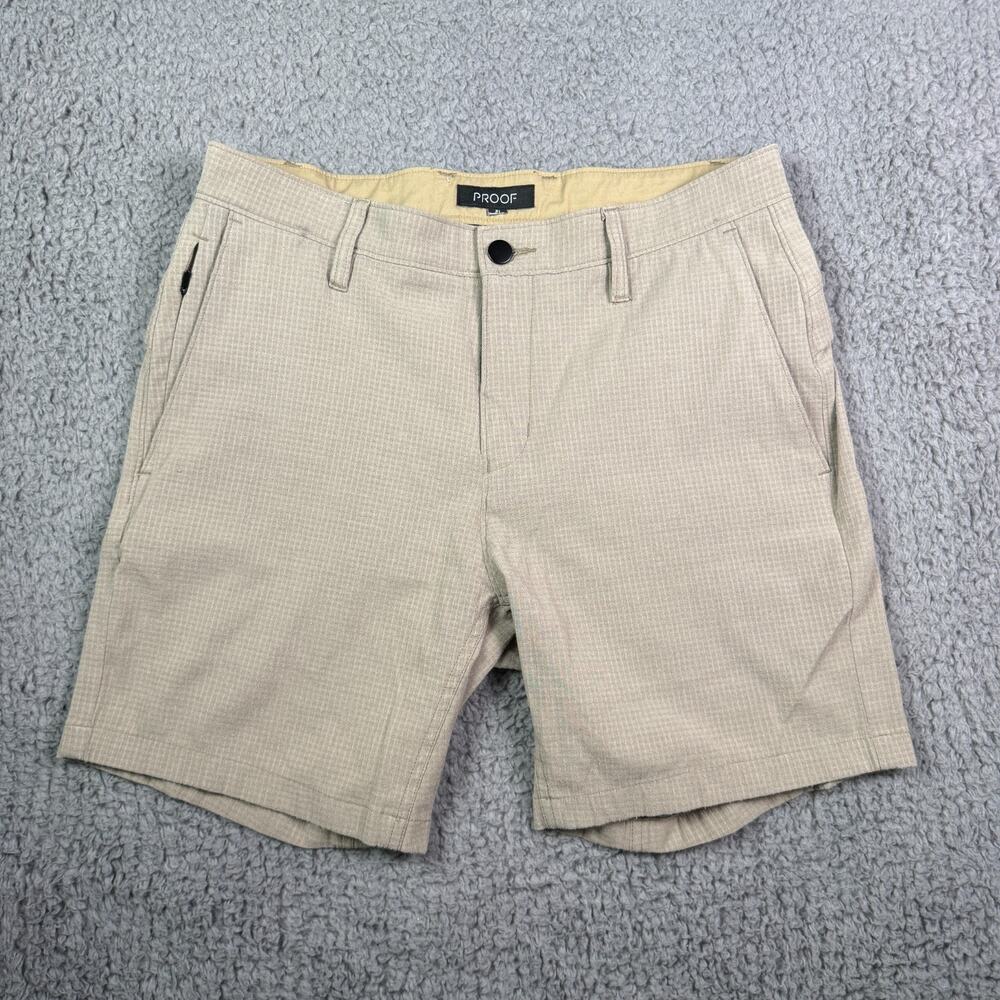 Proof Shorts Mens 31 Beige Ripstop Cotton Blend Stretch Chino Huckberry 7.5"